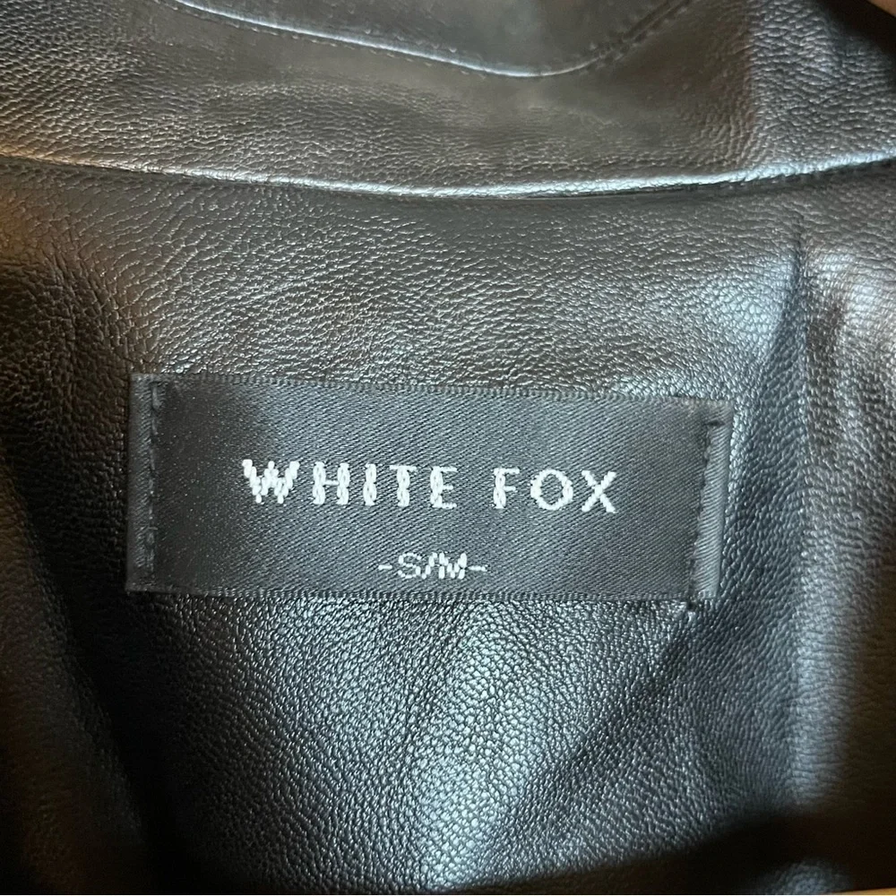 White Fox Black Faux Leather Take The Lead Blazer Black Coat Size Small/Medium